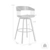 Armen Living Athena 27" Seat Height Mid Century Modern Swivel Black Wood Bar Stool for Kitchen Island Counter in Gray Faux Leather with Black Metal view 3