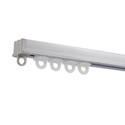 ZJKXJH Curtain Rail Track Ceiling, Concealed Embedded Aluminum Heavy Duty Room Dividers, Indoor Outdoor Wind-Blocking Curtain Rod for Porch Balcony (Color : Silver, Size : 1m/39in/3.3ft)