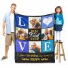 Personalized Love Dad Photo Blanket Custom Family Picture Collage Blanket with Your Love Message, Soft Throw Blanket (4 Photos, 60"x80") view 3