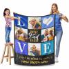 Personalized Love Dad Photo Blanket Custom Family Picture Collage Blanket with Your Love Message, Soft Throw Blanket (4 Photos, 60"x80") view 4
