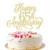 AROKIPPRY golden Glitter Happy 65th Anniversary Cake Topper - Company Anniversary Party / 65th Birthday Party Decorations view 1
