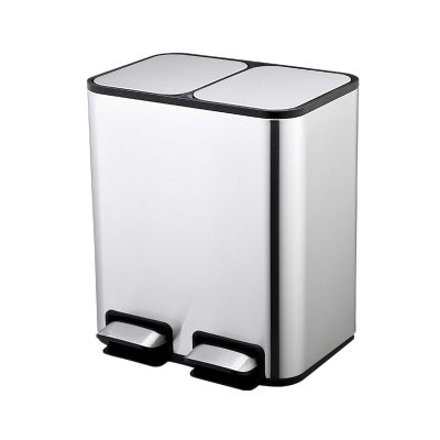 Wastepaper Basket Classification Trash Can Household Kitchen Stainless Steel Step Trash Can Large Pedal Garbage Bin Living Room Double Bucket with Lid Trash Can Garbage Can (Color : White-L Size)