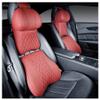 HARMOX X Luxury Car Neck Pillow Set Leather Embroidered Waist Backrest Lumbar Support Cushion Auto Seat Travel Headrest Pillow for Memory X (Color : Coffee) view 2