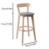 Barstools Exquisite Wooden Bar Chair Modern Simple Back High Stool Front Desk Chair Restaurant Island Bench Kitchen Bar Stool (Color : O) view 2