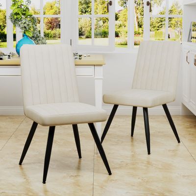 Aklaus Velvet Dining Chairs Set of 2,Upholstered Kitchen Dining Room Chairs,Modern Armless Side Chairs with Soft Seat Accent Chairs for Living Room Bedroom Restaurant Bistro Beige