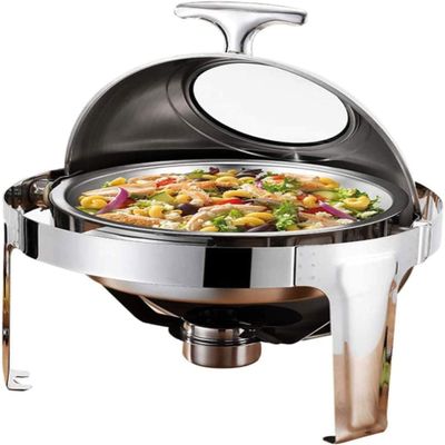 UZOURI Stainless Steel Chafing Dish Sets, Stainless Steel Round Chafer Set Food Warmer Buffet, for Buffet Catering Kitchen Party Graduation Events Parties