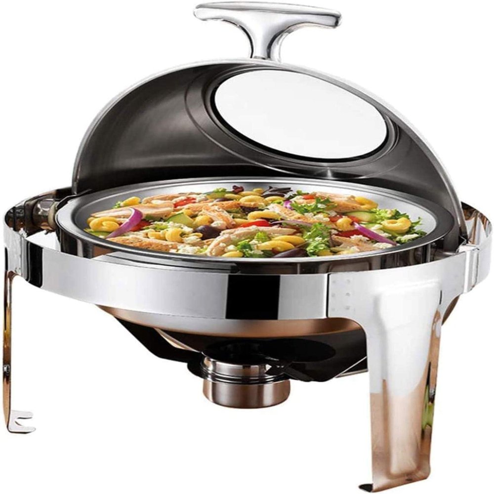 UZOURI Stainless Steel Chafing Dish Sets, Stainless Steel Round Chafer Set Food Warmer Buffet, for Buffet Catering Kitchen Party Graduation Events Parties