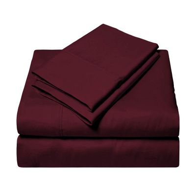 Litle Bird 900 Thread Count Luxury Full Sheets Set, Egyptian Cotton Sheets (4 Pc Set) - Sateen Weave for- Smooth Soft & Thick Bad Sheets with 21" to 24" Deep Pocket Expanded Queen Size Wine Solid