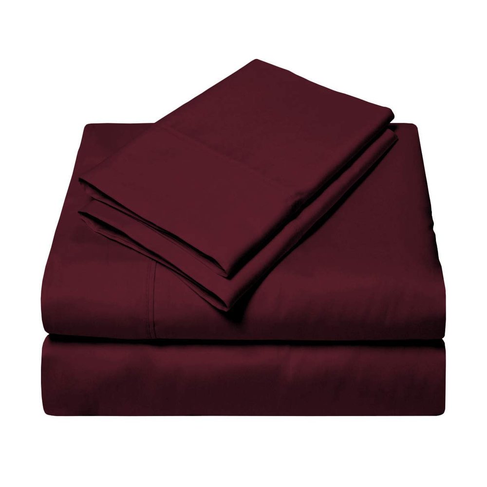 Litle Bird 900 Thread Count Luxury Full Sheets Set, Egyptian Cotton Sheets (4 Pc Set) - Sateen Weave for- Smooth Soft & Thick Bad Sheets with 21" to 24" Deep Pocket Expanded Queen Size Wine Solid