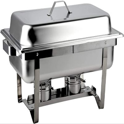 UZOURI 9L Stainless Steel Chafing Dish Set Buffet Silver Catering Warmer Set, Rectangle Chafing Dish Set, for Buffet Catering Kitchen Party