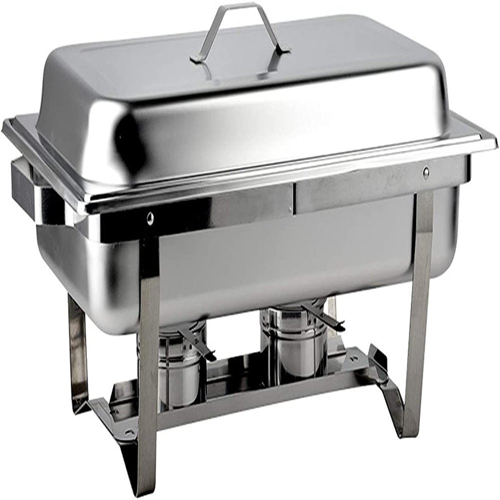 UZOURI 9L Stainless Steel Chafing Dish Set Buffet Silver Catering Warmer Set, Rectangle Chafing Dish Set, for Buffet Catering Kitchen Party