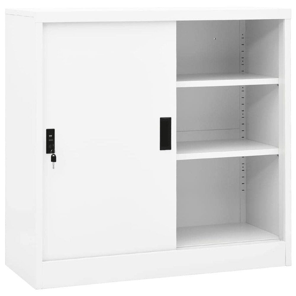CKioict Modern Floor Storage Cabinet, Living Room Modern Home Furniture Storage Organizer Cabinet,for Office, Pantry, Home,Office Cabinet with Sliding Door White 35.4"x15.7"x35.4" Steel