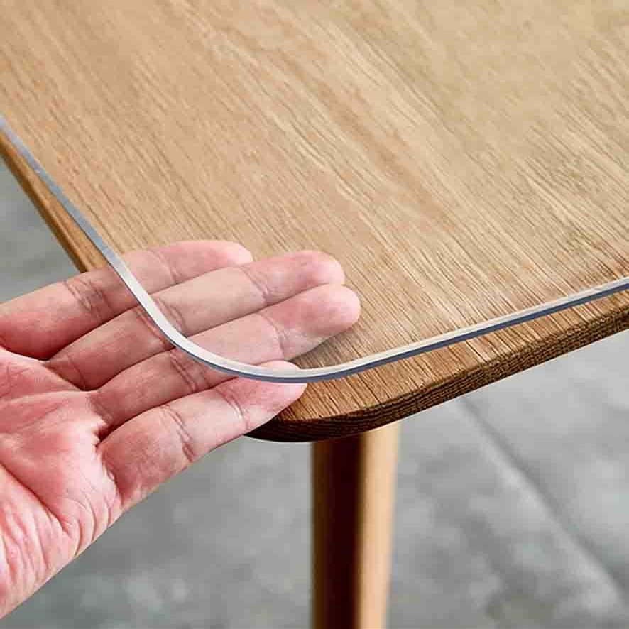 FERCLA Custom Multisize Round Corner Rectangle Clear Table Cover Protector Waterproof Crystal Soft Plastic Tabletop Protective Pad for End Table/Night Stand/Side Table (52x75 inch,1.5mm Thick)