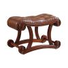 SOVORM Vintage Leather Upholstered Foot Stool,Carved Rubber Wooden Footrest Sofa Stool Shoe Bench for Living Room,Brown view 1