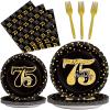 96 Pcs 75th Birthday Party Supplies 75th Birthday Tableware Plates Cheers to 75 Years Table Decorations Dinnerware Party Favor for Men Woman Seventy-five Years Birthday 24 Guests view 1