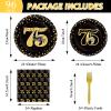 96 Pcs 75th Birthday Party Supplies 75th Birthday Tableware Plates Cheers to 75 Years Table Decorations Dinnerware Party Favor for Men Woman Seventy-five Years Birthday 24 Guests view 2