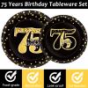 96 Pcs 75th Birthday Party Supplies 75th Birthday Tableware Plates Cheers to 75 Years Table Decorations Dinnerware Party Favor for Men Woman Seventy-five Years Birthday 24 Guests view 4