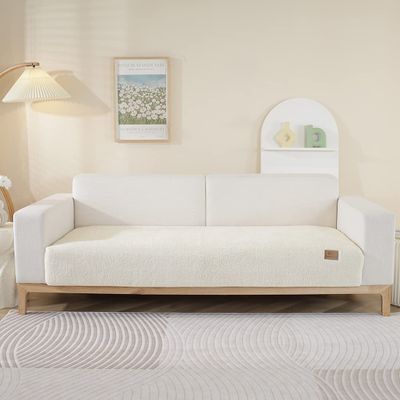 XSlive Soft Sherpa Fleece Sofa Couch Covers Fluffy Warm Plush Sectional Couch Cover Non Slip Sofa Slipcover Furniture Protector for Kids Dogs Pet, 1 Piece/Not All Set (White,36"x94")