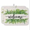 Summer Botanical Dish Drying Mat for Kitchen Counter, Welcome Green Leaf Rustic Burlap Absorbent Reversible Dish Drainer Rack Mats for Coffee Bar Mats 16''x18'' 2 PCS view 1