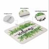 Summer Botanical Dish Drying Mat for Kitchen Counter, Welcome Green Leaf Rustic Burlap Absorbent Reversible Dish Drainer Rack Mats for Coffee Bar Mats 16''x18'' 2 PCS view 2