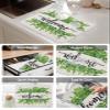 Summer Botanical Dish Drying Mat for Kitchen Counter, Welcome Green Leaf Rustic Burlap Absorbent Reversible Dish Drainer Rack Mats for Coffee Bar Mats 16''x18'' 2 PCS view 4