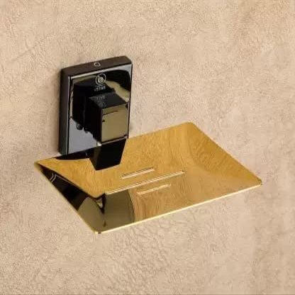 Shopping 24 Mart Stainless Steel Soap Dish/Soap Holder/Bathroom Accessories (Pack of 1) Stainless Steel Wall Shelf (Number of Shelves - 1, Gold)