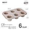 Bakeley 6 Canele Mold Cake Pan Non-Stick Canele Muffin Bakeware Cupcake Pan for Oven Baking (Champagne Gold) view 2