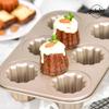 Bakeley 6 Canele Mold Cake Pan Non-Stick Canele Muffin Bakeware Cupcake Pan for Oven Baking (Champagne Gold) view 3