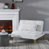 Convertible Sectional Sofa Bed Single Sofa Couch with Pillow, Teddy Fabric and Metal Legs, Upholstered Sofa Bed for Living Room, Bedroom, Small Space (White) view 1