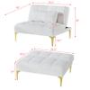 Convertible Sectional Sofa Bed Single Sofa Couch with Pillow, Teddy Fabric and Metal Legs, Upholstered Sofa Bed for Living Room, Bedroom, Small Space (White) view 2