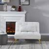 Convertible Sectional Sofa Bed Single Sofa Couch with Pillow, Teddy Fabric and Metal Legs, Upholstered Sofa Bed for Living Room, Bedroom, Small Space (White) view 3