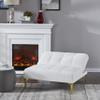Convertible Sectional Sofa Bed Single Sofa Couch with Pillow, Teddy Fabric and Metal Legs, Upholstered Sofa Bed for Living Room, Bedroom, Small Space (White) view 4