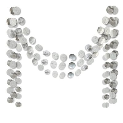6 Pcs Glitter Silver Paper Circle Dots Garland Hanging Streamer Birthday Decorations Engagement Backdrop Twinkle Bridal Shower Wedding Baby Shower Bachelorette Christmas Supplies
