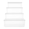 A set of eight refrigerator storage boxes with sizes ranging from 15.5 to 11-6cm, small from 18.5 to 12-7cm, medium from 21 to 14-8cm, large from 24 to 16-9cm, extra large from 28 to 18.5 to 9.3cm, extra large from 31 to 20.5 to 9.8cm, maximum from 3 view 1