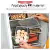 A set of eight refrigerator storage boxes with sizes ranging from 15.5 to 11-6cm, small from 18.5 to 12-7cm, medium from 21 to 14-8cm, large from 24 to 16-9cm, extra large from 28 to 18.5 to 9.3cm, extra large from 31 to 20.5 to 9.8cm, maximum from 3 view 4