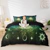 Virgo Kids Duvet Cover Set Twin Size,12 Constellations Astrology Zodiac Trippy Bedding Set,Girls Boys Adults Room Decor,Sun Moon Starry Sky Galaxy Comforter Cover,Green Chic Quilt Cover,1 Pillowcase view 1