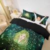 Virgo Kids Duvet Cover Set Twin Size,12 Constellations Astrology Zodiac Trippy Bedding Set,Girls Boys Adults Room Decor,Sun Moon Starry Sky Galaxy Comforter Cover,Green Chic Quilt Cover,1 Pillowcase view 3