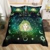 Virgo Kids Duvet Cover Set Twin Size,12 Constellations Astrology Zodiac Trippy Bedding Set,Girls Boys Adults Room Decor,Sun Moon Starry Sky Galaxy Comforter Cover,Green Chic Quilt Cover,1 Pillowcase view 4