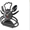 Modern Roman Numerals Wall Clocks Silent Non-Ticking 12In Retro Fork Knife and Spoon Kitchen Wall Art Wall Clock Silverware Design Dining Room Wall Decor Cutlery Vinyl Record Wall Clock view 2