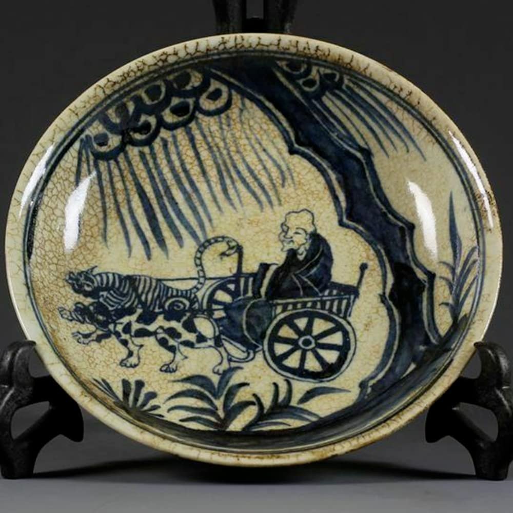 18cm China Old Ming Xuande Blue White Porcelain Guiguzi Downhill Pattern Plate