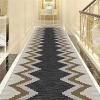 Non Slip Runner Rug Living Room Accent Farmhouse Runner Rug Grey and Brown Geometric Hallway Runner Rug, Living Room/Bedroom/Stairs Long Non Skid Area Rugs, 60/80/90/100/120/140cm Width (Size : 0.8x3 view 2