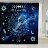 Cancer Kids Shower Curtains,12 Constellations Astrology Zodiac Bathroom Curtains for Girls Boys Adults,Sun Moon Starry Sky Galaxy Trippy Blue Waterproof Curtains,12 Hooks Suits,72" W x 78" L view 1