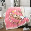 Cute Sloth Sherpa Blanket Animal Blanket for Kids, Pink Buffalo Throw Blanket for Sofa Twin Size White Yellow Flower Fleece Blanket, Kawaii Heart Print Plush Blanket Cartoon Style Bedroom Decor view 1