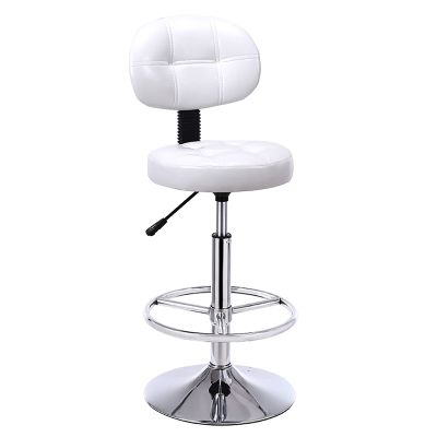 N/A PU Leather Round Bar Stool with Back Rest Height Adjustable Swivel Pub Chair Home Kitchen Bar stools Backless Stool with Footrest,D