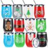 Gejoy 12 Pcs Christmas Tumbler, 12 oz Stainless Steel Tumbler with Lid, Travel Wine Mug Tea Bottle Christmas Vacuum Double Layer Coffee Mug view 1