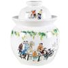 ZHOUXIAO White Traditional Chinese Ceramic Fermentation Crock Jar Pickling Jar with Water Seal Airlock Lid,Large Thickened Ceramic Pickle Jar Kimchi Pot Storage Containers 2KG view 1