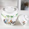 ZHOUXIAO White Traditional Chinese Ceramic Fermentation Crock Jar Pickling Jar with Water Seal Airlock Lid,Large Thickened Ceramic Pickle Jar Kimchi Pot Storage Containers 2KG view 2