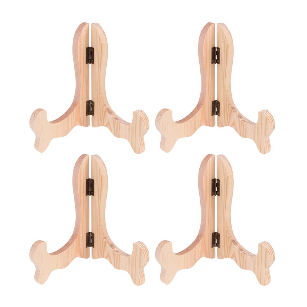 BESPORTBLE Wooden Folding Display Plate Stand 4 Pack for Desktop Shop