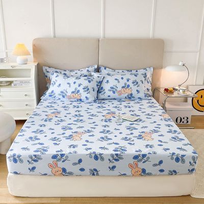 FCLDESHOP Fitted Bottom Sheet,Thick Brushed Bedding Fitted Sheets,Boys Girls Bedroom Cartoon Anime Mattress Topper Available in All Seasons,Rabbit,200220cm (3pcs)