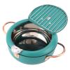 Fryer Pot, Frying Pot with Thermometer Japanese Stainless Steel Fryer Pan for Induction Cooker Deep Green view 3